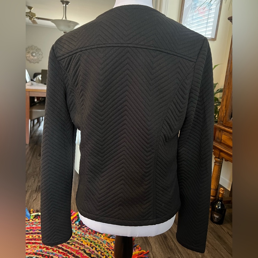 41 Hawthorn Black Chevron Quilted Moto Jacket NWT Large Woman - Picture 4 of 10
